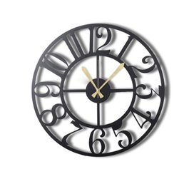 Wallity Reloj de Pared Decorativo de Metal Circle Negro 50x50cm Diseño Elegante Moderno
